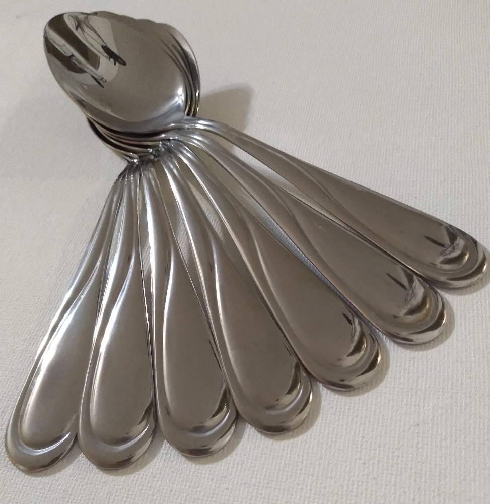 Hampton Swirl Soup Spoons Set Of 7 Glossy Stainless